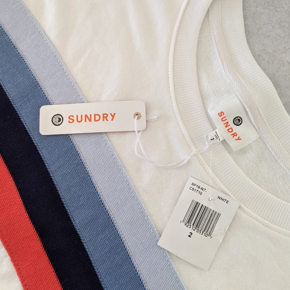 Sundry Fossler Multi-Stripe Crew Pullover Sweatshirt, M NWT - Picture 7 of 13